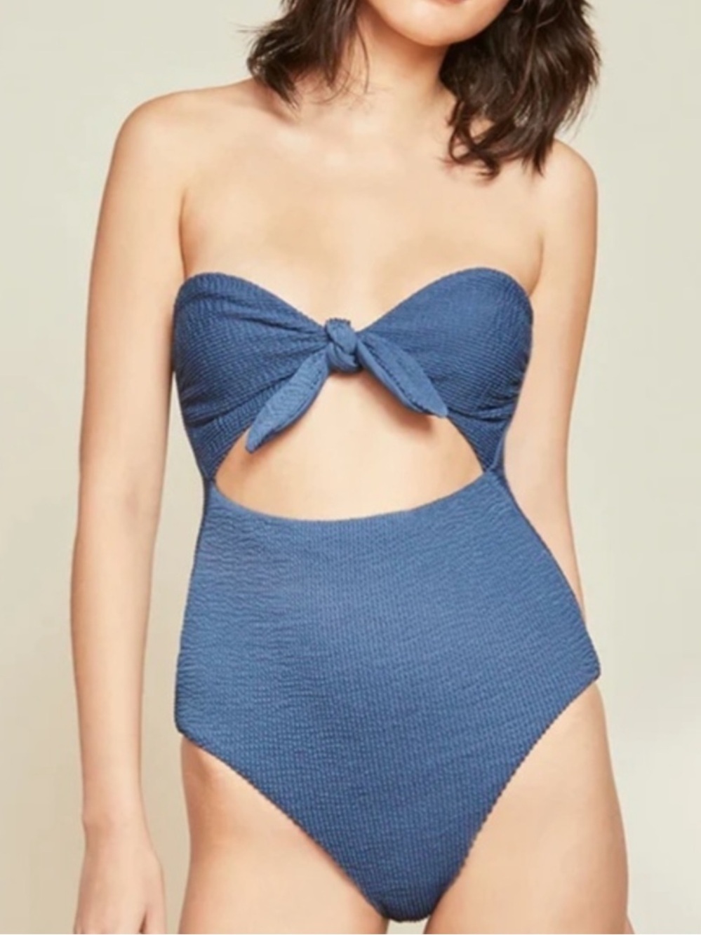 Veronica Bread Bethany Cutout Bandeau One-Piece Swimsuit Ocean Blue